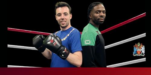The Mayor of Kensington and Chelsea with opponent in boxing ring
